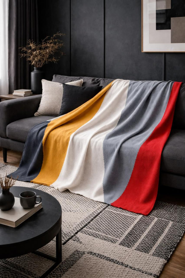 Cotton Throw - Metro Block - Cozy Living Room , Bedroom Throws