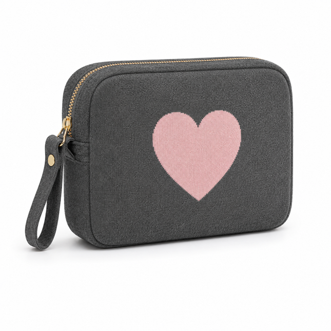 Love Hearts Reversible Organic Cotton Travel Blanket and Eye Mask Set
