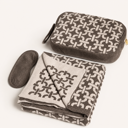 Chained Organic Cotton Travel Blanket and Eye Mask Set