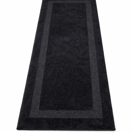 Soft Plush Runner Rug – 22x61 Inch Anti-Slip Hallway & Bathroom Carpet -  Black