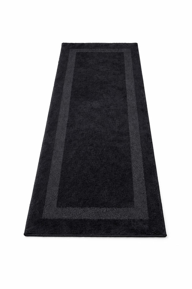 Soft Plush Runner Rug – 22x61 Inch Anti-Slip Hallway & Bathroom Carpet -  Black