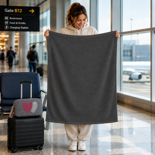 Cross Hearts Organic Cotton Travel Blanket and Eye Mask Set