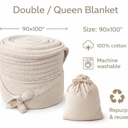 Cotton Crinkle Blanket - 100% Cotton Blanket for A/C and Summers
