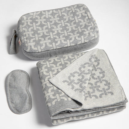 Chained Organic Cotton Travel Blanket and Eye Mask Set