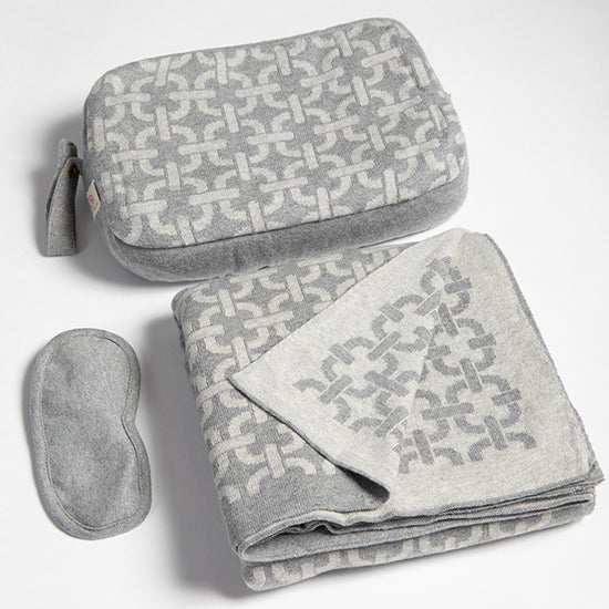 Chained Organic Cotton Travel Blanket and Eye Mask Set