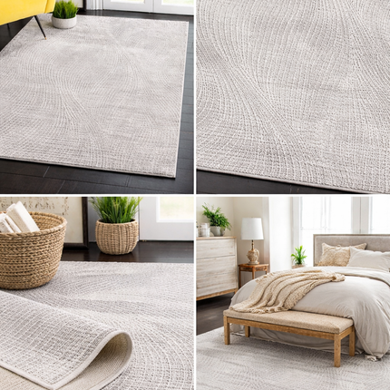 Victoria |  Wavy Medallion Area Rug – Modern Carpet - 7x5ft